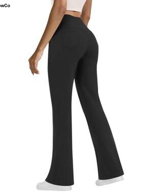 Stretchy Polyester Spandex Yoga Dress Pants Flared Leggings Work Office